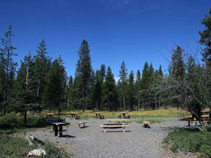 The campground offers sunny and shaded sites.