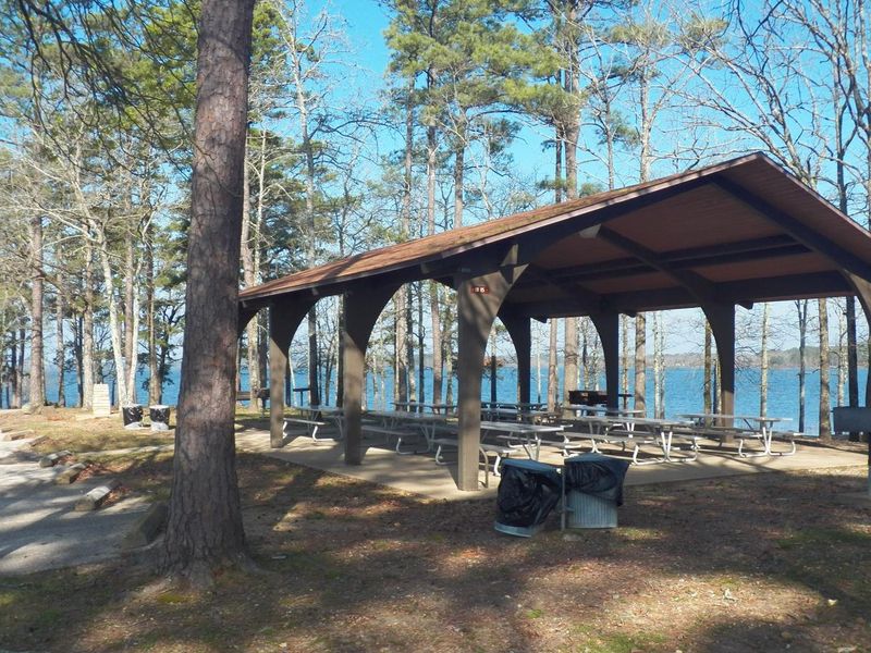 Pavilion with electricity, tables, grills, and scenic views. 