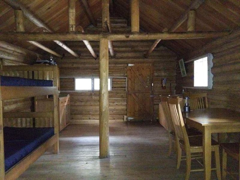 Interior of cabin facing front door