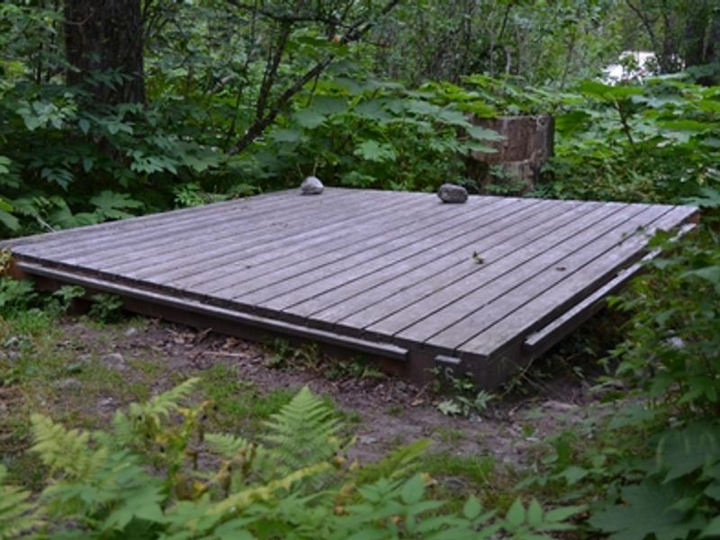 Tent sites at Sheep Camp are on raised, wooden platforms.