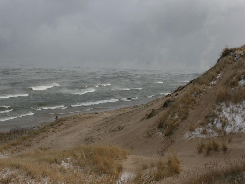 Winter Waves at Central Beach. Campsites are closed in winter.