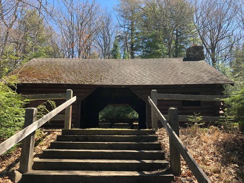 Anvil Lake CCC era log picnic shelter