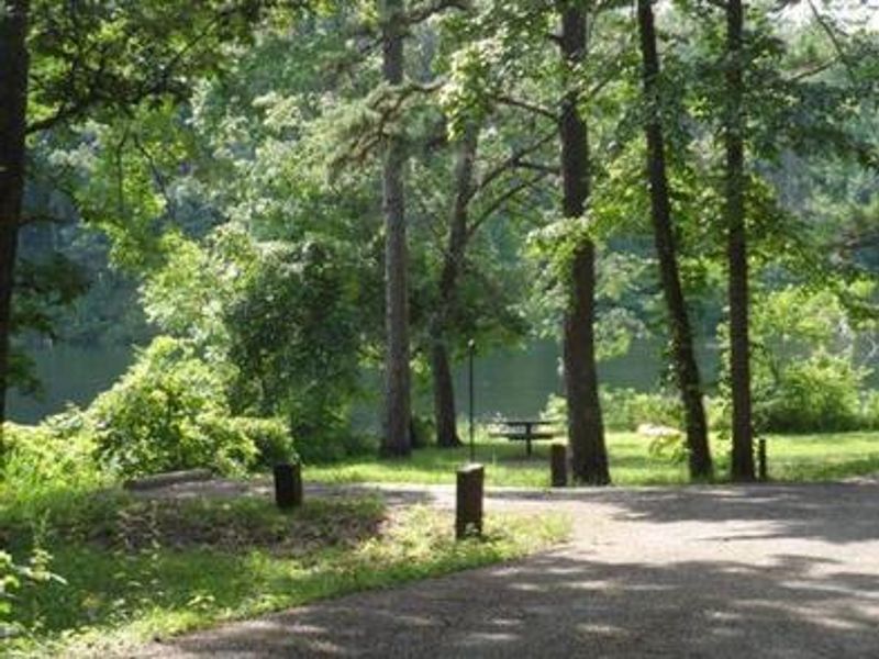 View of the campground with lake in background