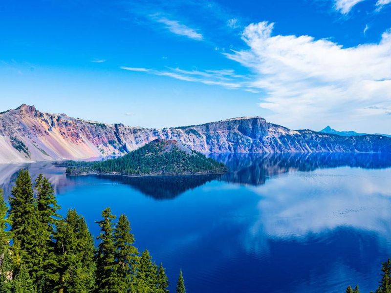 View of Wizard Island at Crater Lake National Park