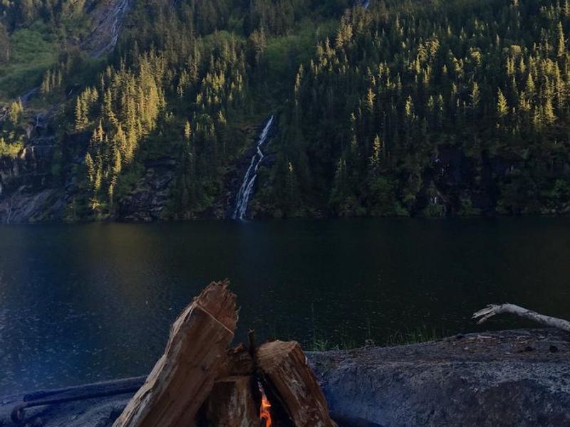 Fire pit overlooking waterfalls