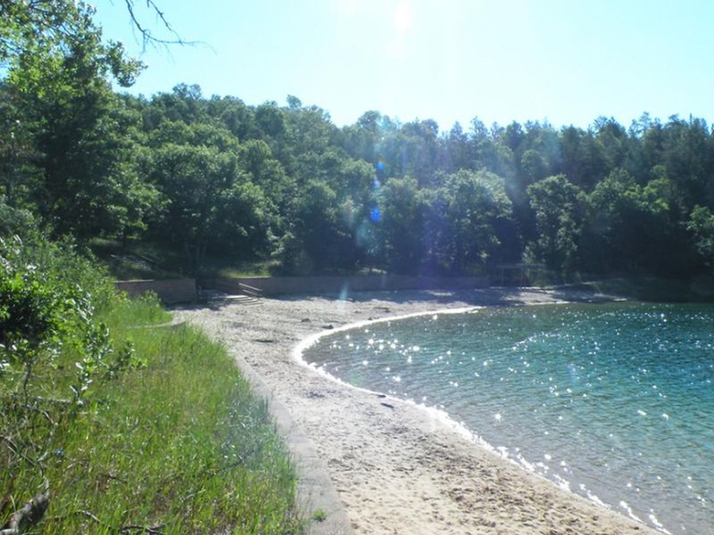 A view of Kneff Lake and Kneff Lake Day Use Area beach. 