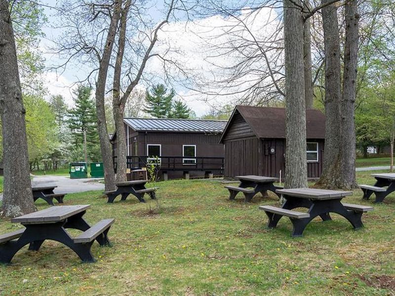 Beautiful outdoor picnic area is conveniently located next to the camp dining hall.