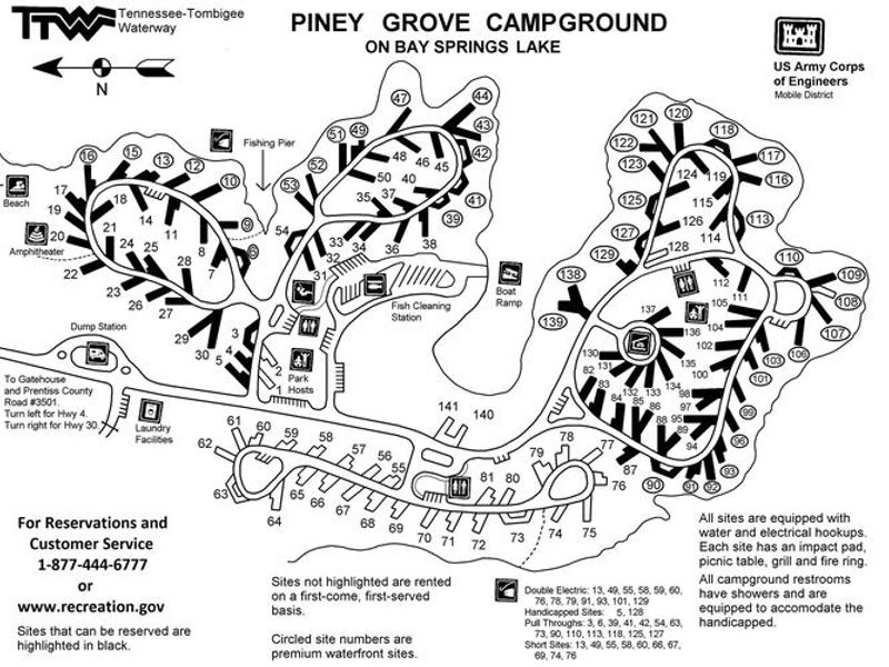 Piney Grove Campground Map