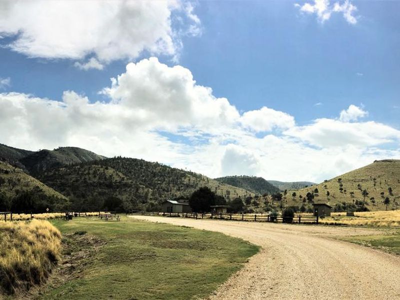 Gravel road leading to the Dog Canyon RV campsites