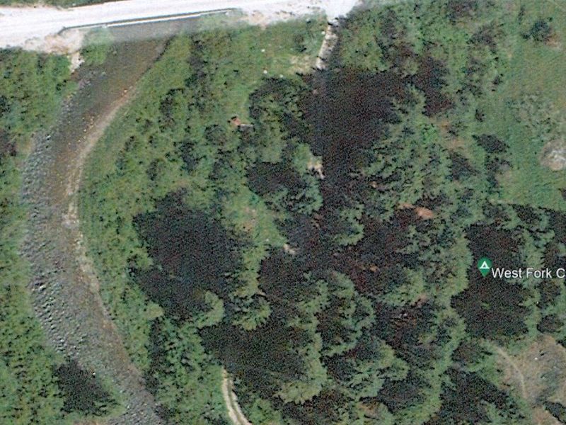 Google Earth view of West Fork Madison Campground