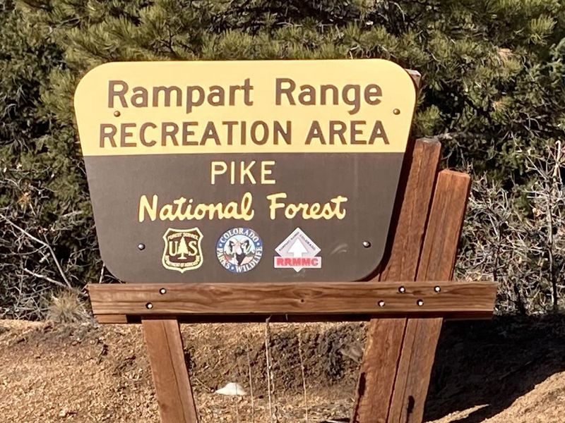 Sign of the Rampart Range Recreation Area on the Pike National Forest