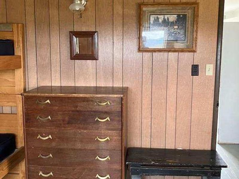 View from inside the bedroom looking towards the kitchen.