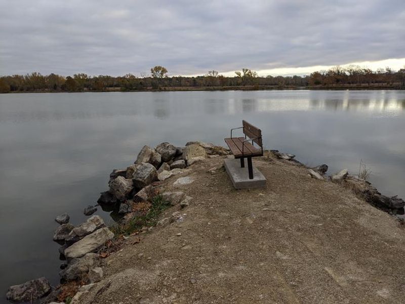 A quiet fishing spot at the gathering pond in Outlet Park