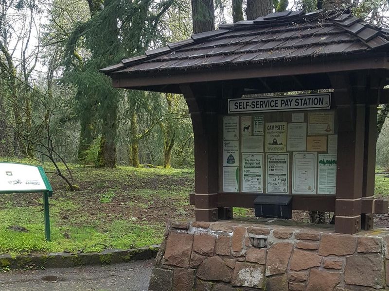 Wyeth Campground Kiosk and Interpretive Sign showing CCC style architecture
