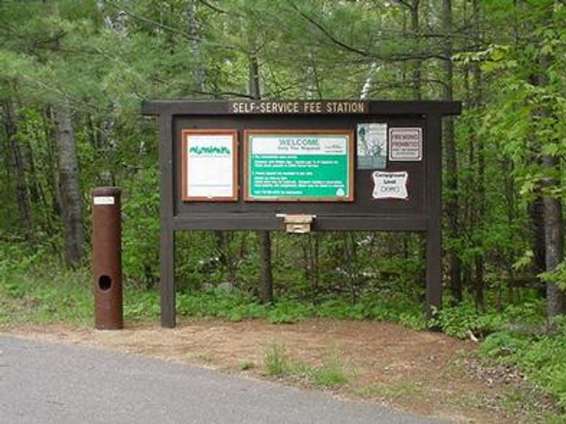 The fee station at Twin Lakes Campground for walk in camping registration.