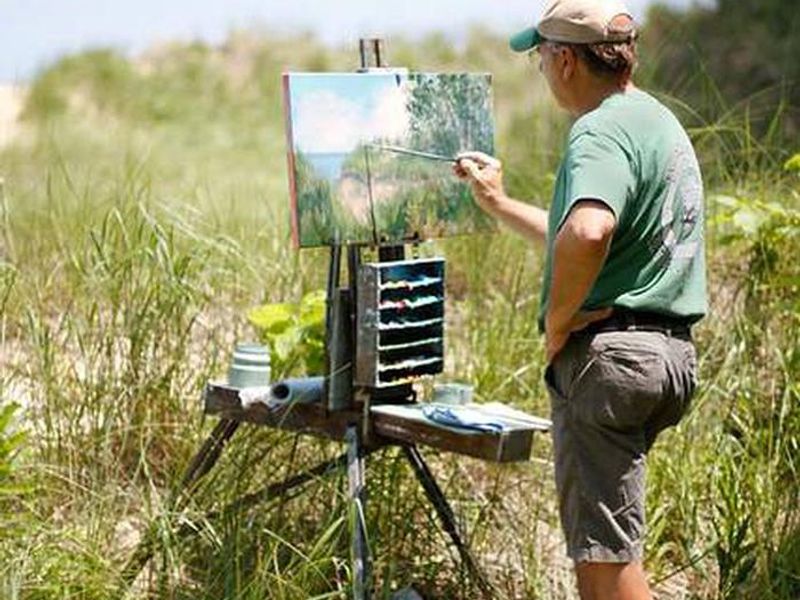 Artist painting at West Beach