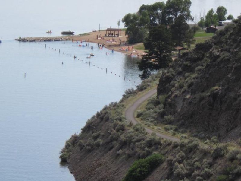 Beach and paved access by Clark's Bay Day Use Area.
