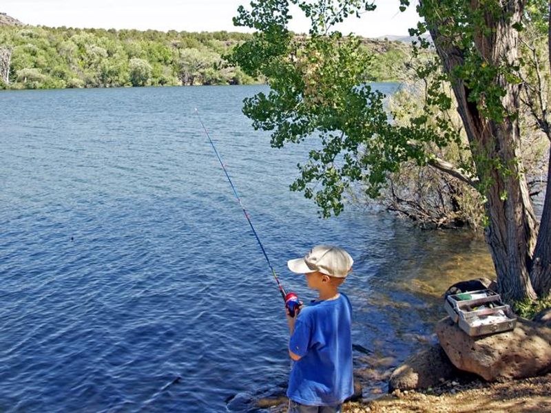 Fishing at Baker Dam Reservoir, this is not at the campground by nearby.  Most of the reservoir and shoreline is not on BLM land.