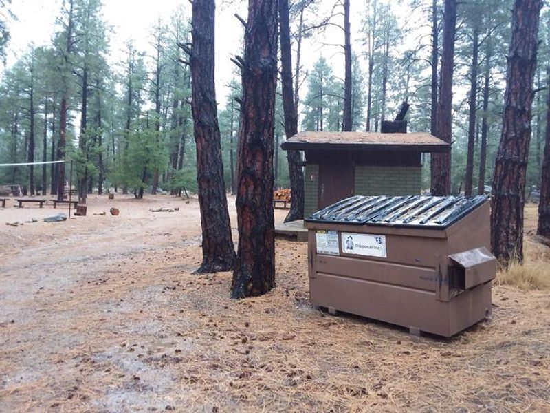 Upper Wolf Campsite Trash Collection in front of Restrooms