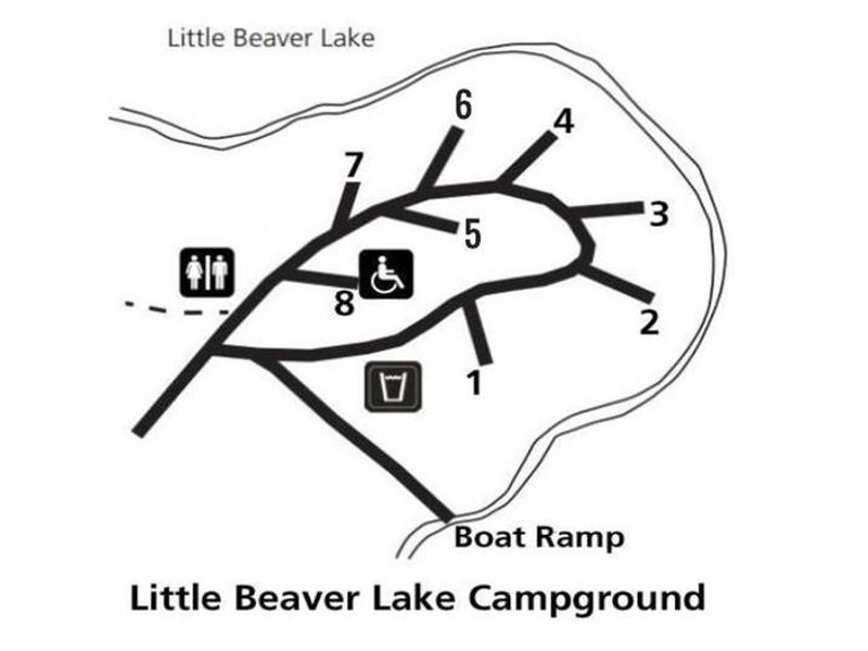 Site map for Little Beaver Lake Campground
