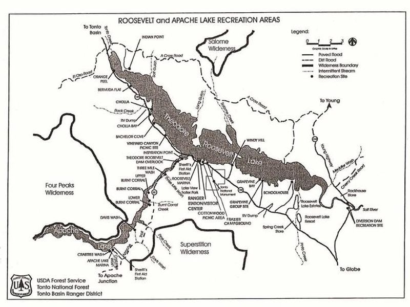 Roosevelt and Apache Lake Areas Map