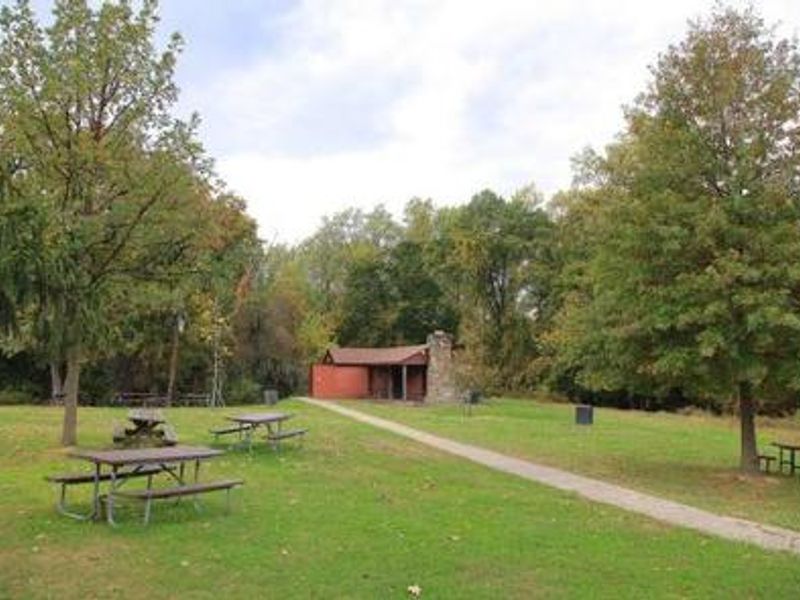 The shelter at Lanham Estate has bathroom facilities in addition to picnic tables and grills
