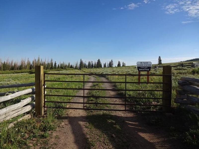 Mt Terrill entry gate and sign looking north
