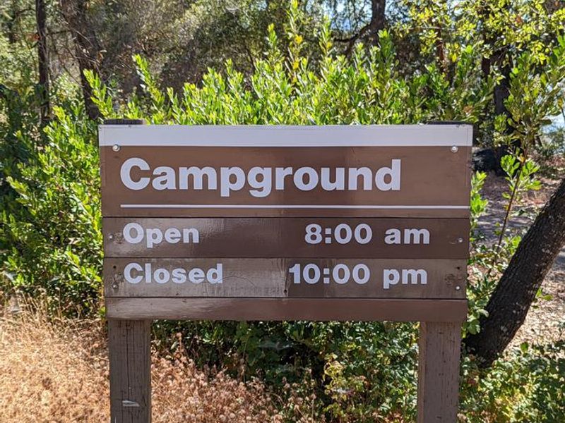 Campground Hours. Entry gate closed between 10:00 PM and 8:00 AM.