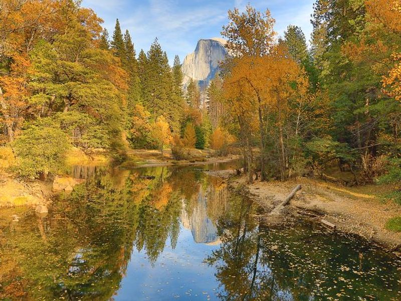 Half Dome, Merced River, fall colors