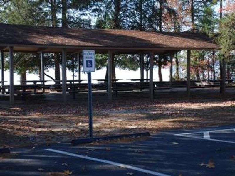 CRESCENT PICNIC SHELTER IN LOOP B.  EACH LOOP HAS OWN SHELTER.