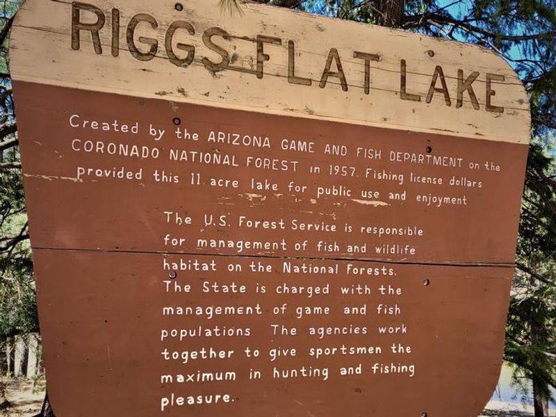 Riggs Flat Lake Sign