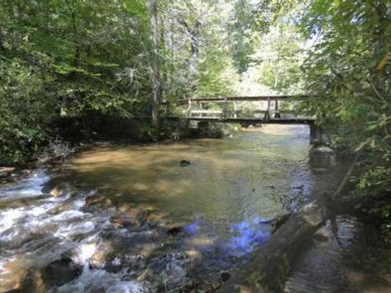 Bridge over creek at White Pines Group Site. 