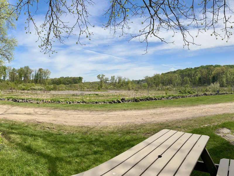 Take in the View of Little Round Top and Devil's Den from the Front Yard Picnic Table and Adirondacks
