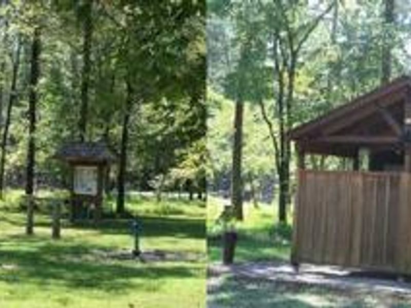Two pit toilets for visitor use.