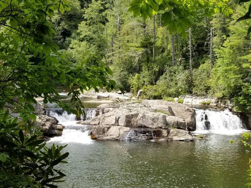 The first section of Linville Falls.  There are several layers of falls to view before they culminate in a 45-foot fall pouring into the river below.
