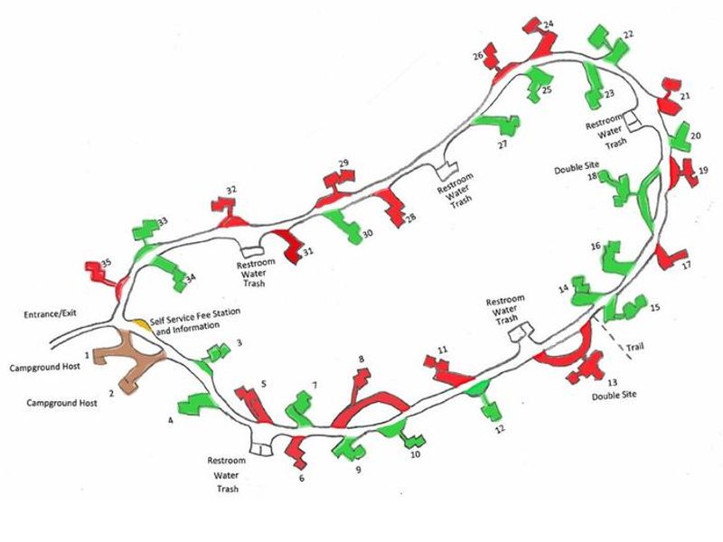 Layout of Rock Crossing Campground sites