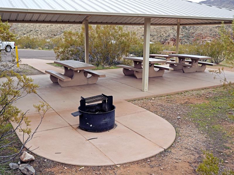 Group Site 93 with ADA accessible walkways, picnic tables, and firepit