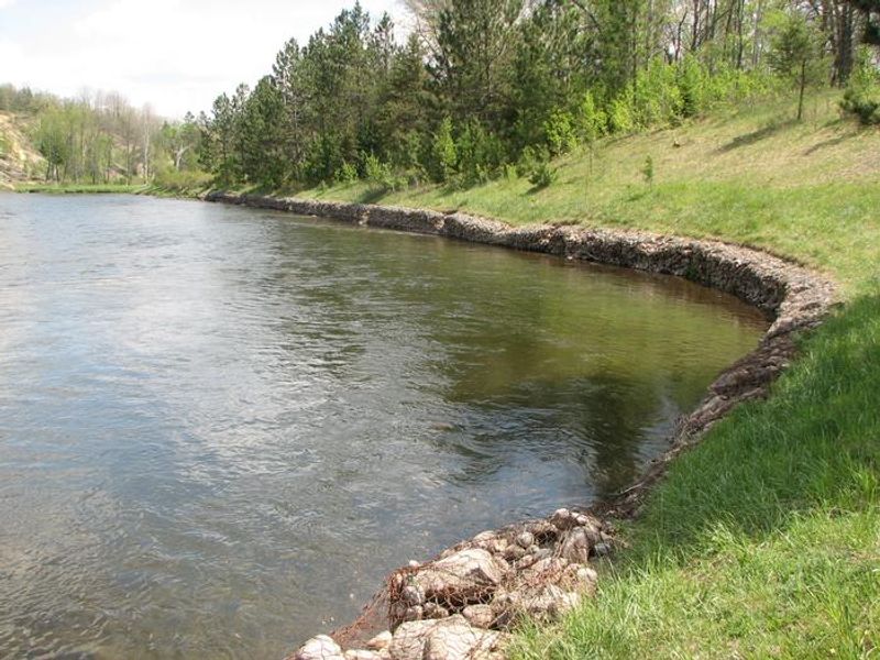 The Gabions Campground namesake gabions along the Au Sable River 