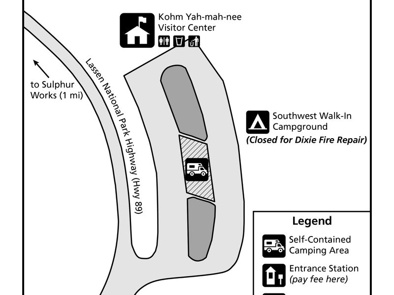 Overnight stays are only allowed in a portion of the parking lot shown on the map.