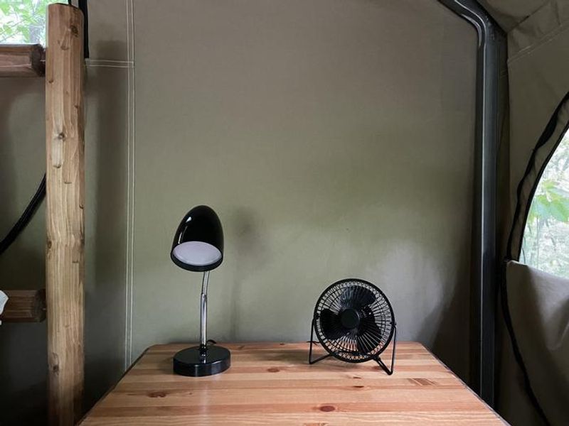 Glamping lamp and fan 