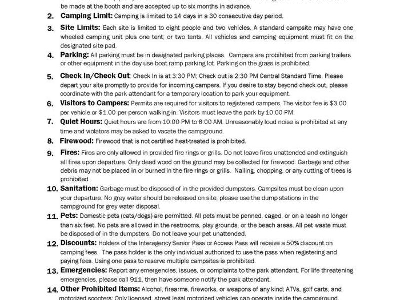 Floating Mill Campground Rules