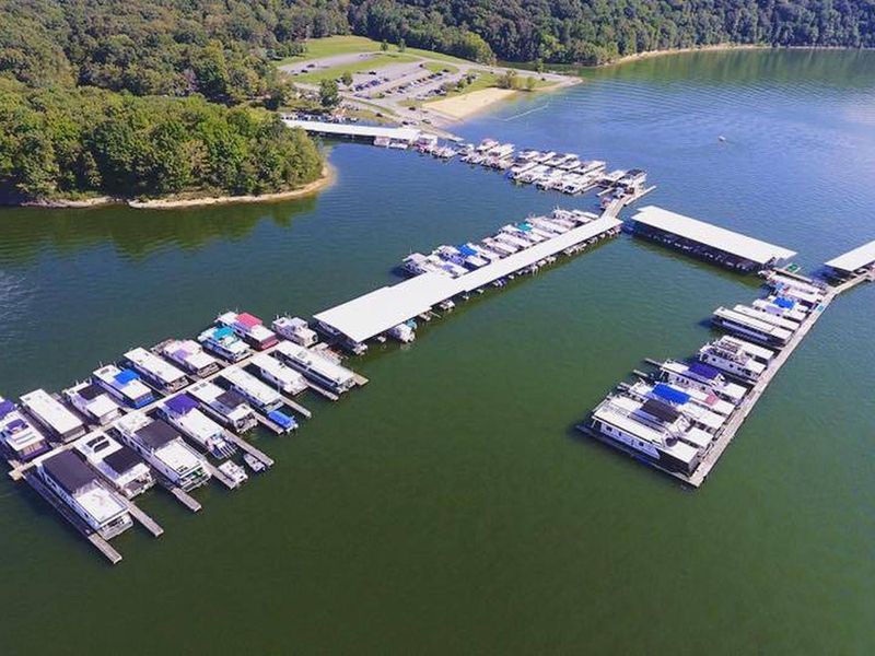 Aerial View of Holmes Bend Marina located about 1 mile from the campground