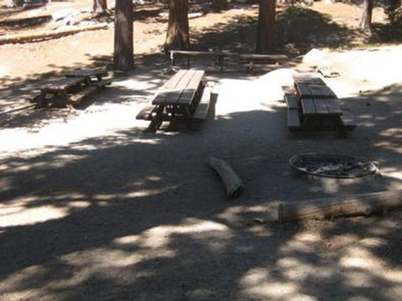 Picnic benches and fire ring.