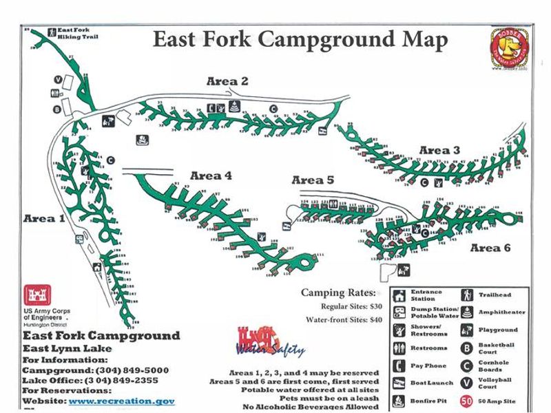 This map tells you what site has what and any other information and numbers you could need/use when considering a site that fits best with you while making your reservation.