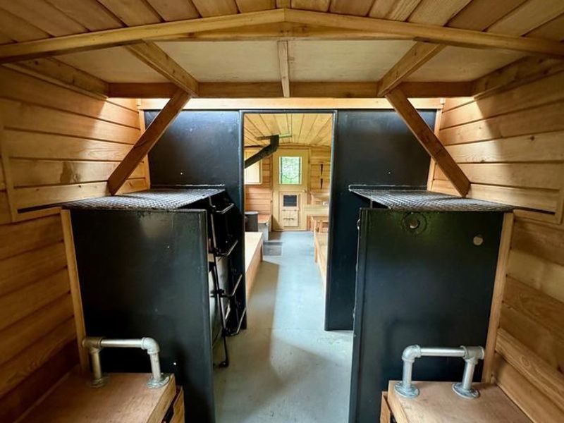 Newly remodeled cabin interior, with folding beds