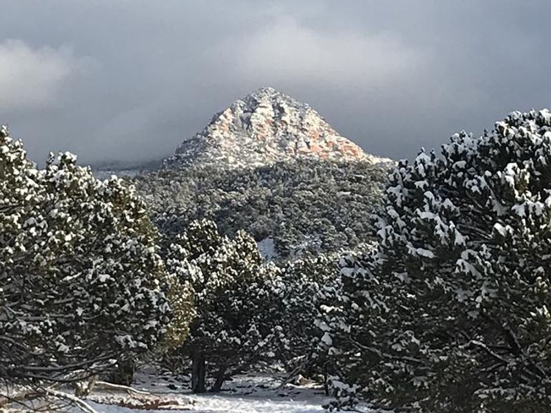 The campgrounds name sake "Pyramid Ridge" in the winter