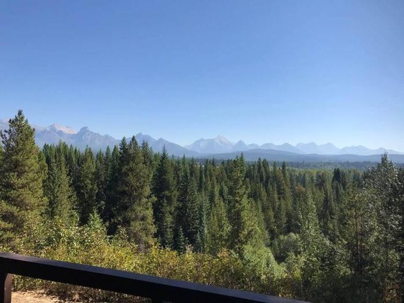 View of Glacier National Park from deck