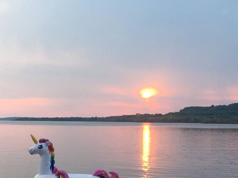 Sunsetting over water floaty 