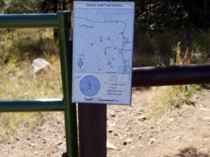 Gomez Peak Trail Systems sign