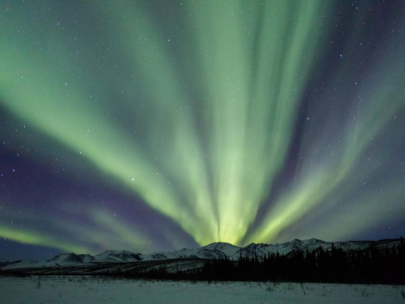 Northern lights as seen from Wolf Run Cabin in the White Mountains National Recreation Area